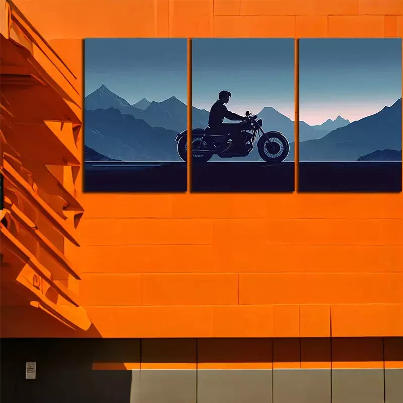 3pcs Vibrant Motorcycle Rider Canvas Framed 40x60cm - High Quality Print 100% Australian Made Wall Canvas Ready to Hang