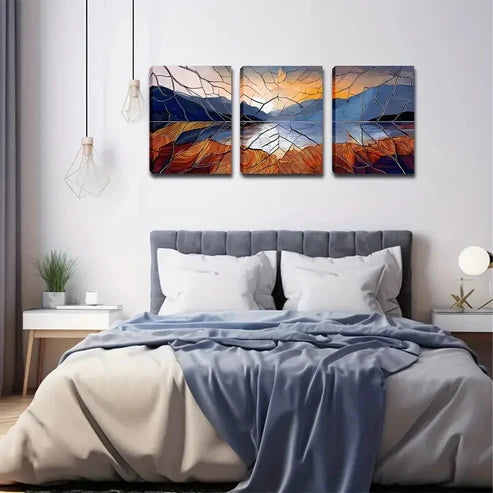 3pcs Autumn Desert Mountain Wall Art Set Canvas Framed 60x90cm - High Quality Print 100% Australian Made Wall Canvas Ready to Hang
