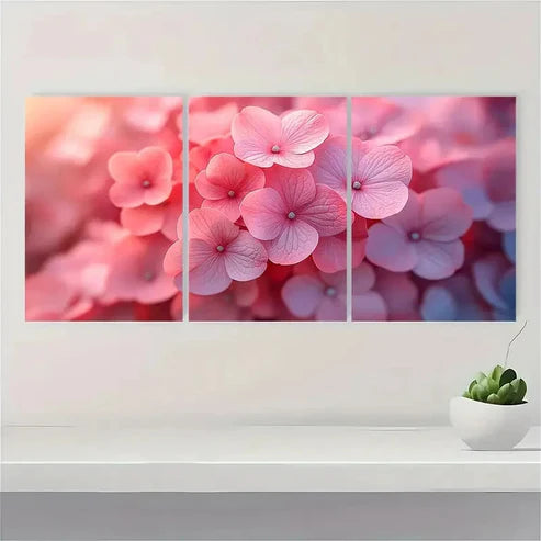 3pcs Hydrangea Canvas Print Art Pink Wall Art Canvas Unframed - High Quality Print 100% Australian Made Wall Canvas