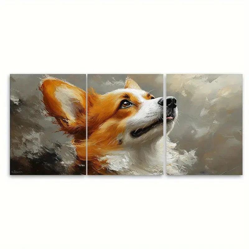 3pcs Corgi Painting Dog Portrait Design Wall Art Set Canvas Framed 40x60cm - High Quality Print 100% Australian Made Wall Canvas Ready to Hang