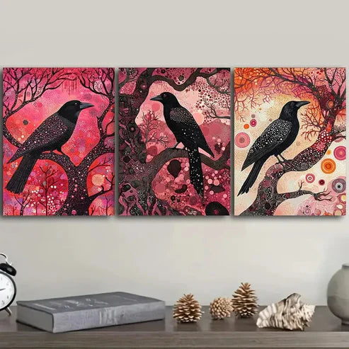 3pcs The psychic crow Wall Art Set Canvas Unframed - High Quality Print 100% Australian Made Wall Canvas