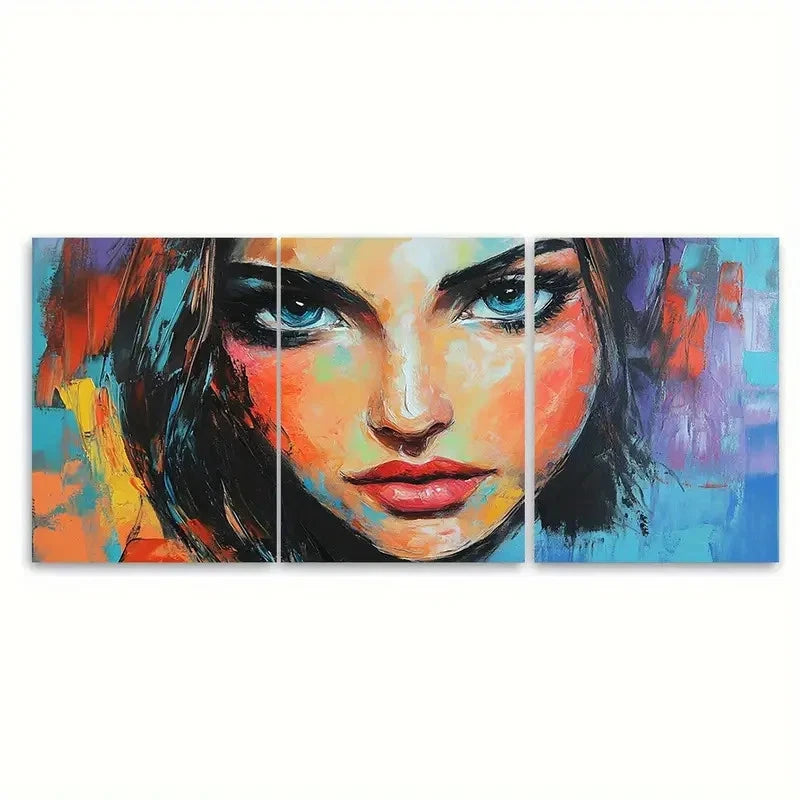3pcs Abstract Lady Painting Woman Portrait Wall Art Set Canvas Framed 60x90cm - High Quality Print 100% Australian Made Wall Canvas Ready to Hang