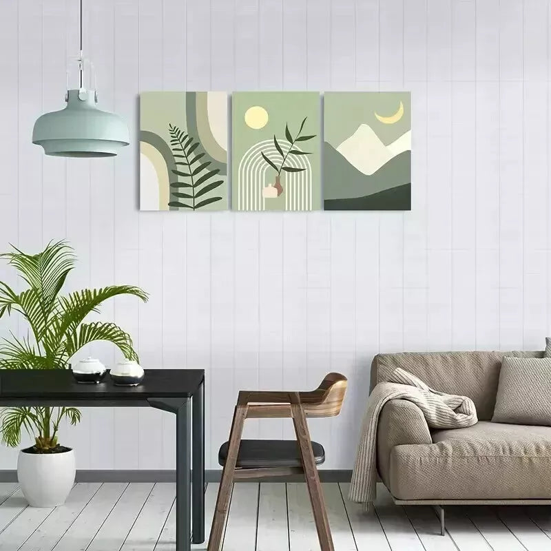 3pcs Bohemian Art Deco Minimalist Wall Art Set Canvas Framed 50x70cm - High Quality Print 100% Australian Made Wall Canvas Ready to Hang