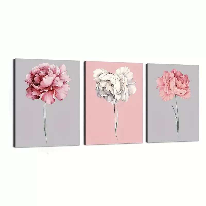 3pcs Modern Minimalist Floral Wall Art Set Canvas Framed 50x70cm - High Quality Print 100% Australian Made Wall Canvas Ready to Hang