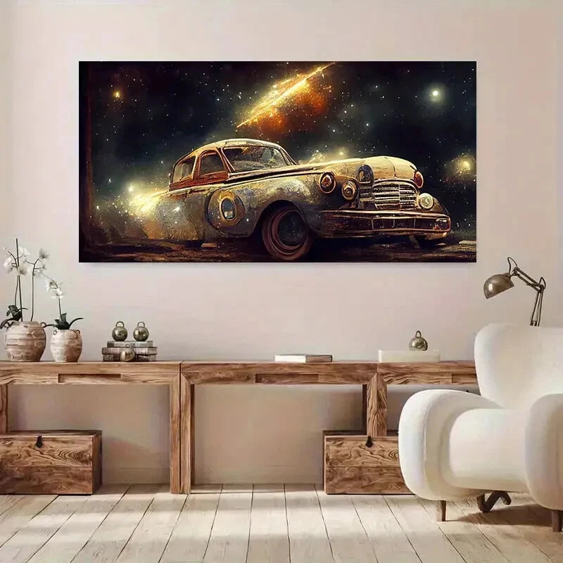 Modern Winter Starry Car wall canvas office home room framed 120x60cm - Bella Home Decor