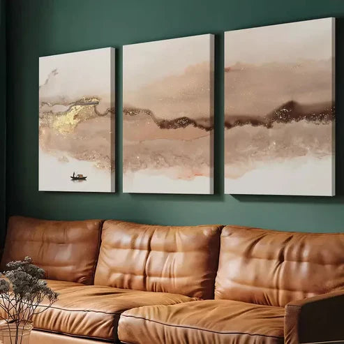 3pcs Pink & Gold Abstract Design Canvas Framed 60x90cm - High Quality Print 100% Australian Made Wall Canvas Ready to Hang