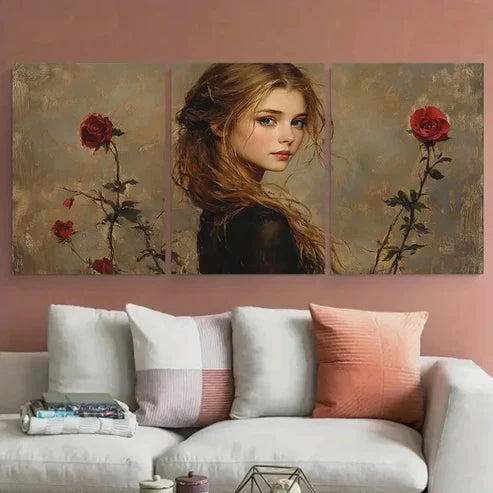 3pcs Arthur Hughes' Fair Rosamund Classic Wall Art Canvas Unframed – High Quality Print 100% Australian Made Wall Canvas