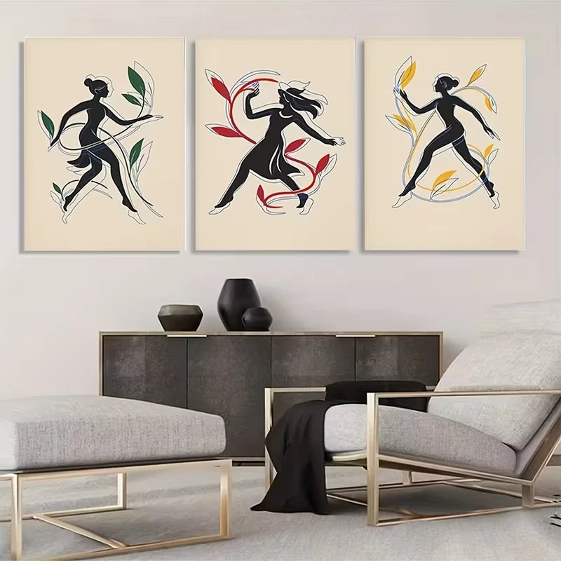 3pcs Abstract Women Silhouettes Wall Art Set Canvas Framed 60x90cm - High Quality Print 100% Australian Made Wall Canvas Ready to Hang