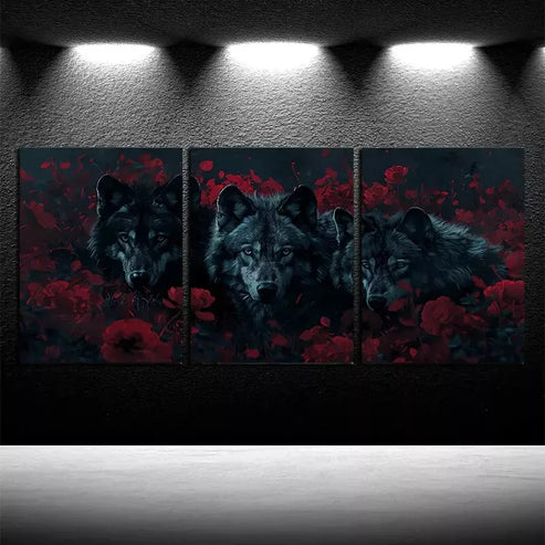 3pcs Wolf Family Canvas Framed 60x90cm - High Quality Print 100% Australian Made Wall Canvas Ready to Hang