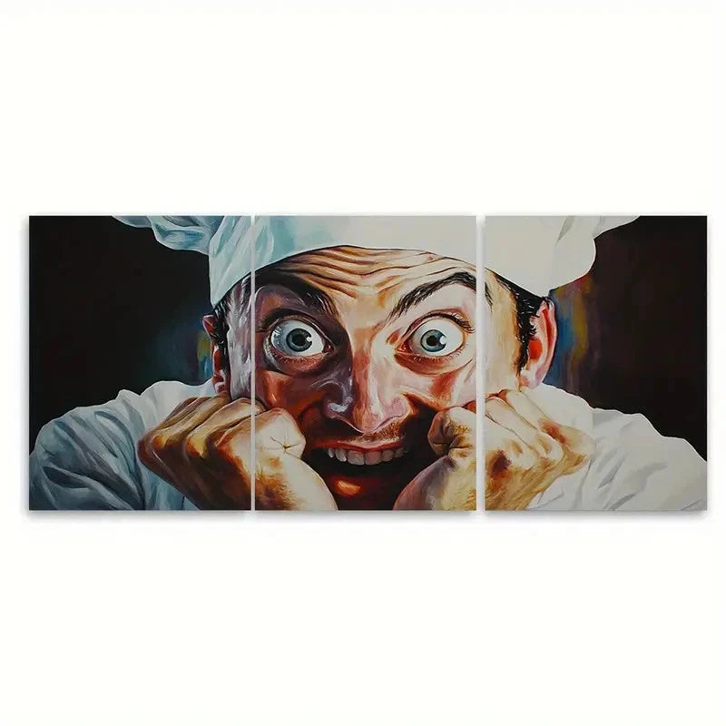 3pcs Chef Was Cute Would Eat Here Again Design Wall Art Set Canvas Framed 50x70cm - High Quality Print 100% Australian Made Wall Canvas Ready to Hang