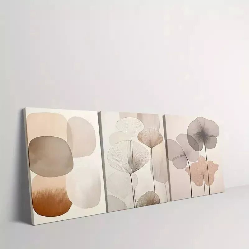 3pcs Minimalist Floral Pattern Wall Art Set Canvas Framed 50x70cm - High Quality Print 100% Australian Made Wall Canvas Ready to Hang