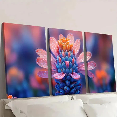 3pcs Blazing Star Flower YU Wall Art Set Canvas Unframed - High Quality Print 100% Australian Made Wall Canvas