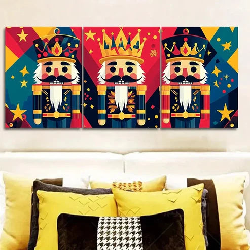 3pcs Art Deco Nutcracker Cartoon Wall Art Set Canvas Unframed - High Quality Print 100% Australian Made Wall Canvas