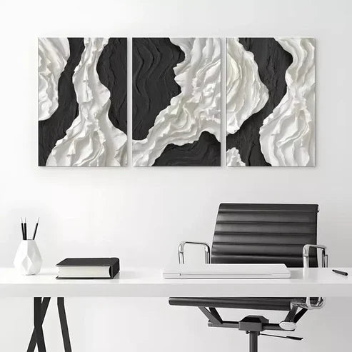 3pcs Abstract Black and White Wall Art Canvas Framed 60x90cm - High Quality Print 100% Australian Made Wall Canvas Ready to Hang