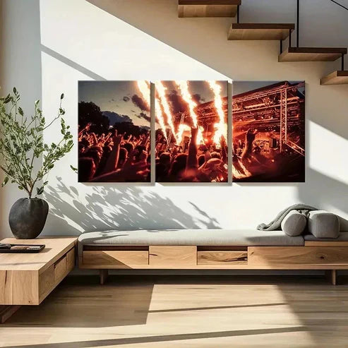 3pcs Band Performance Scene Decoration Wall Art Set Canvas Unframed - High Quality Print 100% Australian Made Wall Canvas