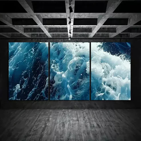 3pcs Oil Painting Waves Aerial View Canvas Framed 60x90cm - High Quality Print 100% Australian Made Wall Canvas Ready to Hang