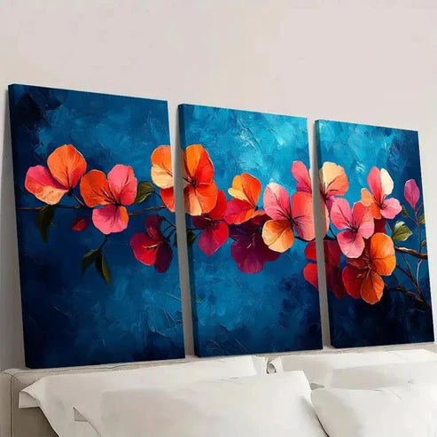 3pcs Vibrant Flora Bougainvilleal FE Wall Art Set Canvas Unframed - High Quality Print 100% Australian Made Wall Canvas