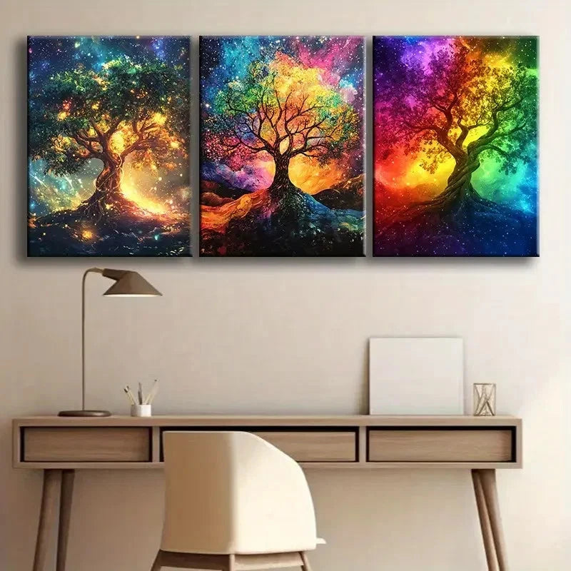 3pcs Tree of Life Abstract Wall Art Set Canvas Framed 40x60cm - High Quality Print 100% Australian Made Wall Canvas Ready to Hang