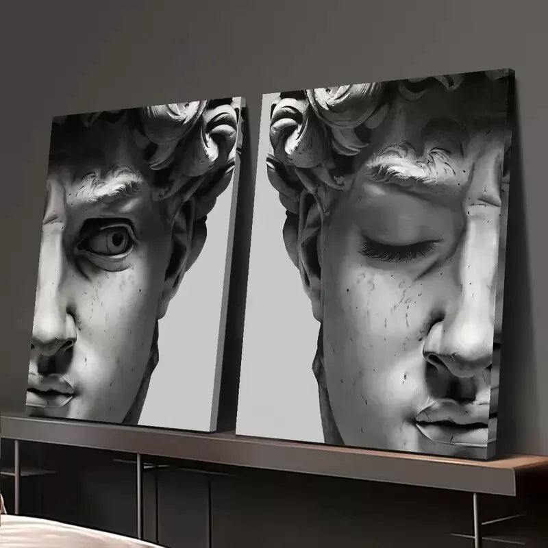 2pcs Interesting Plaster Statue Decoration Painting Canvas Framed 50x75cm - High Quality Print 100% Australian Made Wall Canvas Ready to Hang