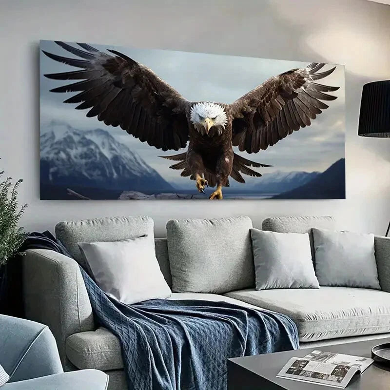 Majestic American Eagles wall canvas office home room framed 120x60cm