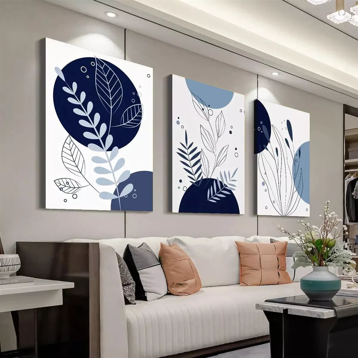 3pcs Abstract Geometric Modern Minimalist Wall Art Set Canvas Framed 40x60cm - High Quality Print 100% Australian Made Wall Canvas Ready to Hang