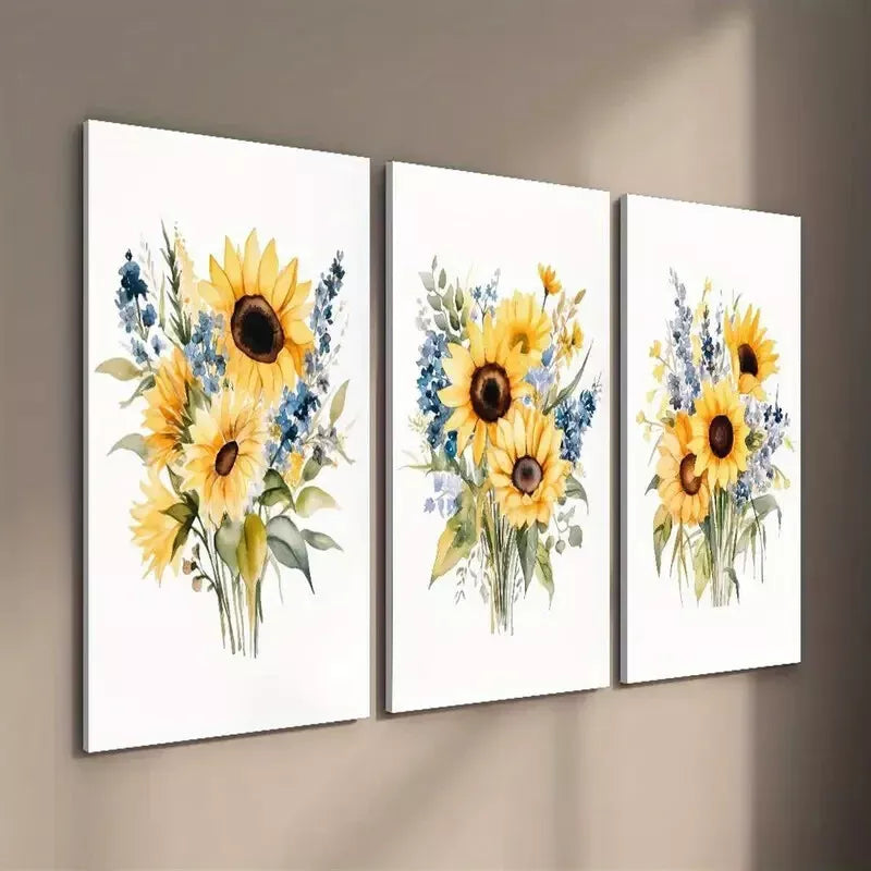 3pcs Rustic Art Of Sunflowers Canvas Framed 40x60cm - High Quality Print 100% Australian Made Wall Canvas Ready to Hang