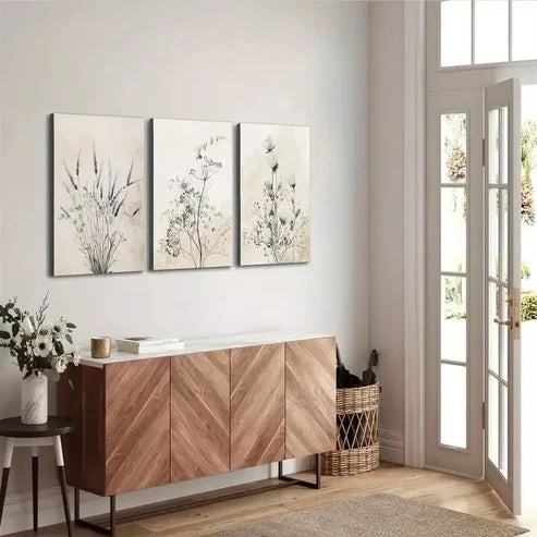 3pcs Floral & Ink Plant Wall Art Set Canvas Unframed - High Quality Print 100% Australian Made Wall Canvas