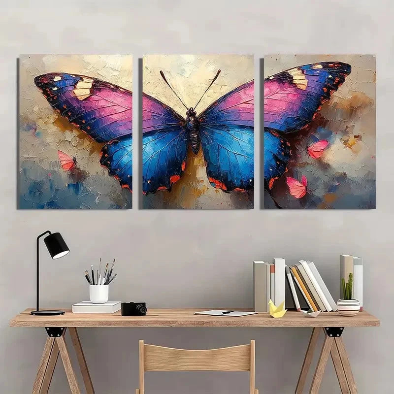 3pcs Butterfly Painting with Kits Wall Art Set Canvas Framed 60x90cm - High Quality Print 100% Australian Made Wall Canvas Ready to Hang