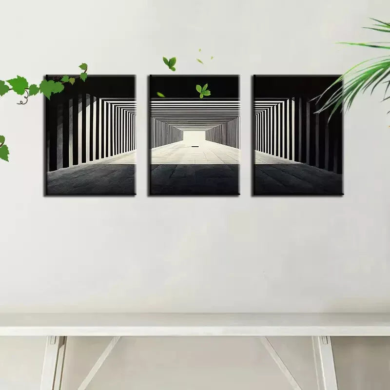 3pcsMinimalist Road Pathway With Shadow Art Set Canvas Framed 50x70cm - High Quality Print 100% Australian Made Wall Canvas Ready to Hang