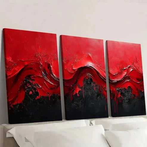 3pcs Extra Red and Black Abstract Wall Art Canvas Unframed - High Quality Print 100% Australian Made Wall Canvas