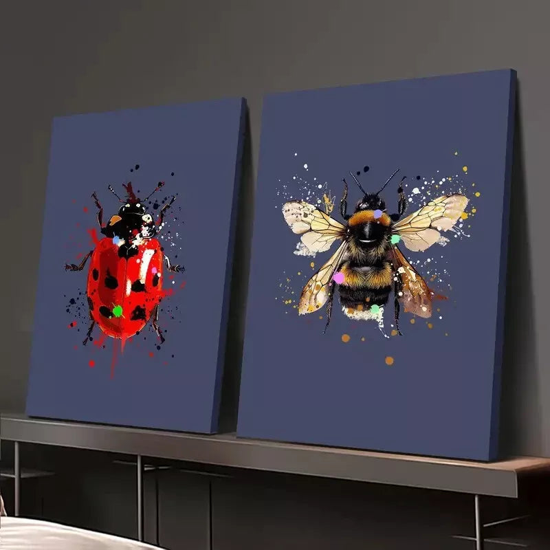 2pcs Decorative Painting, Insect Canvas Framed 50x75cm - High Quality Print 100% Australian Made Wall Canvas Ready to Hang - Bella Home Decor