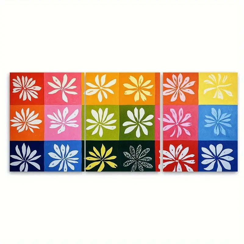 3pcs Abstract Floral Designs in Pink Blue Green Wall Art Set Canvas Framed 50x70cm - High Quality Print 100% Australian Made Wall Canvas Ready to Hang