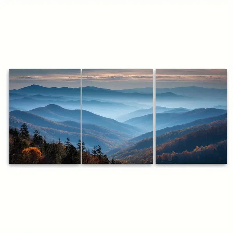 3pcs Tennessee Travel Smoky Mountains Landscape Wall Art Set Canvas Framed 60x90cm - High Quality Print 100% Australian Made Wall Canvas Ready to Hang