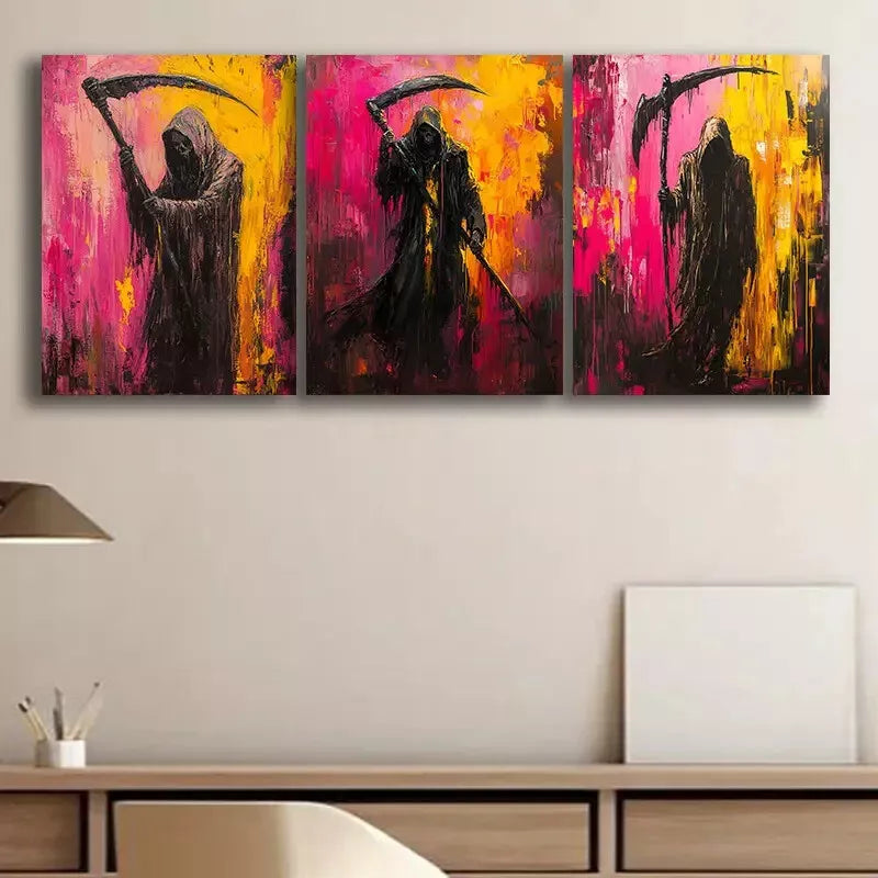 3pcs Grim reaper Canvas Framed 40x60cm - High Quality Print 100% Australian Made Wall Canvas Ready to Hang