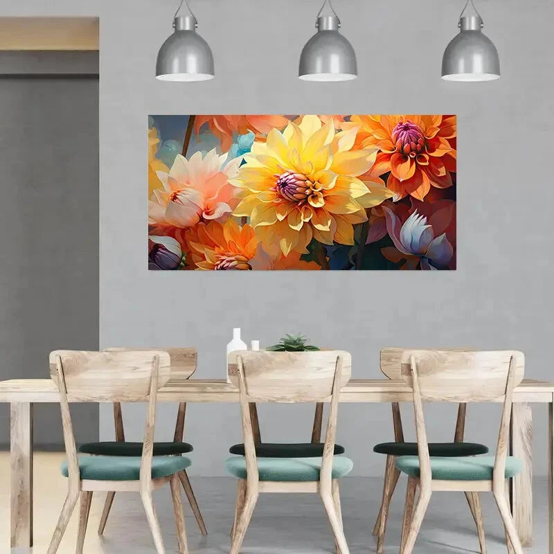 Abstract Floral Painting wall canvas office home room framed 120x60cm - Bella Home Decor