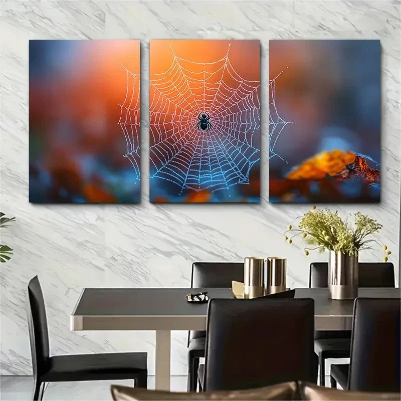 3pcs Eerie Fog Spider Web Y Wall Art Set Canvas Framed 50x70cm - High Quality Print 100% Australian Made Wall Canvas Ready to Hang