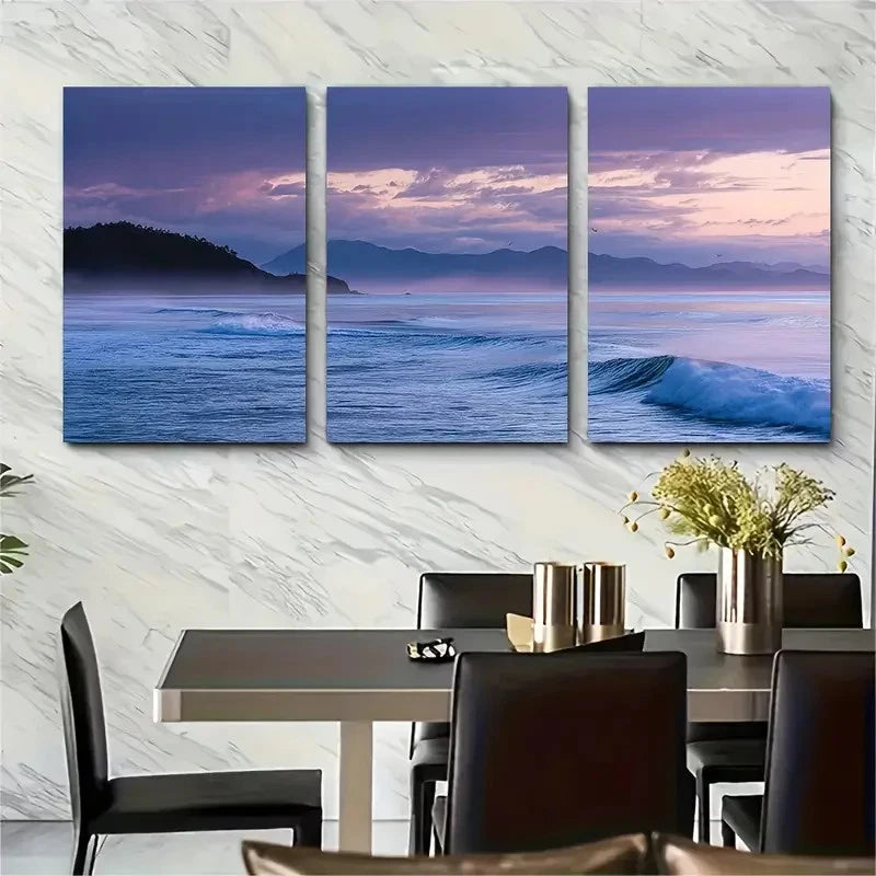 3pcs Dusk Air Surf Coastal Decor Australia Wall Art Set Canvas Framed 50x70cm - High Quality Print 100% Australian Made Wall Canvas Ready to Hang
