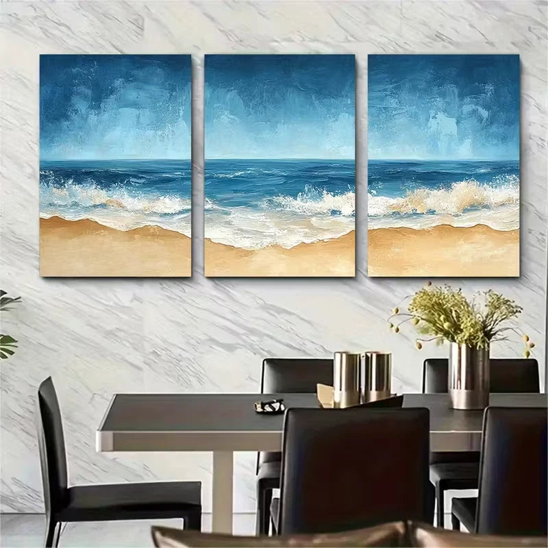 3pcs Minimalist Brushstroke Design Metal Print Ready to Hang Art