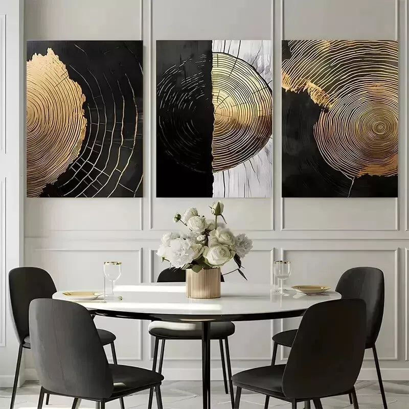 3pcs Tree Ring Abstract Wall Art Set Canvas Framed 50x70cm - High Quality Print 100% Australian Made Wall Canvas Ready to Hang