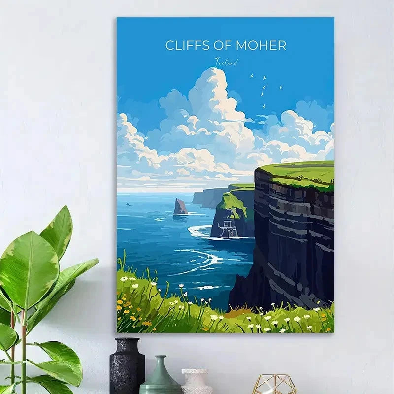 Cliffs Of Moher Ireland Landscape Irish Coastal Travel Poster Print Wall Art