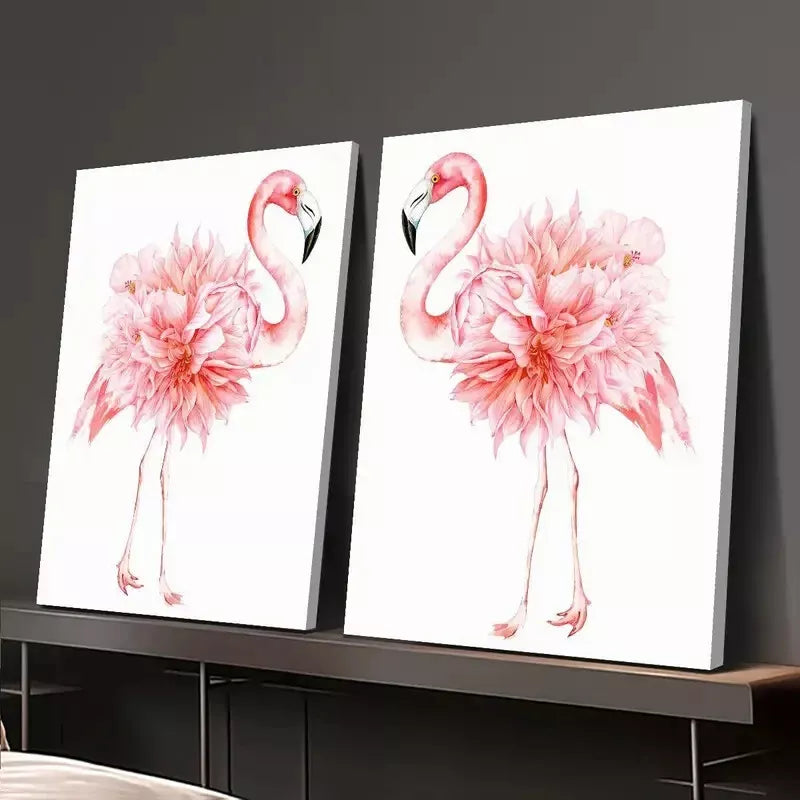 2pcs Minimalism, Flamingo Art, Watercolor Painting Canvas Framed 50x75cm - High Quality Print 100% Australian Made Wall Canvas Ready to Hang