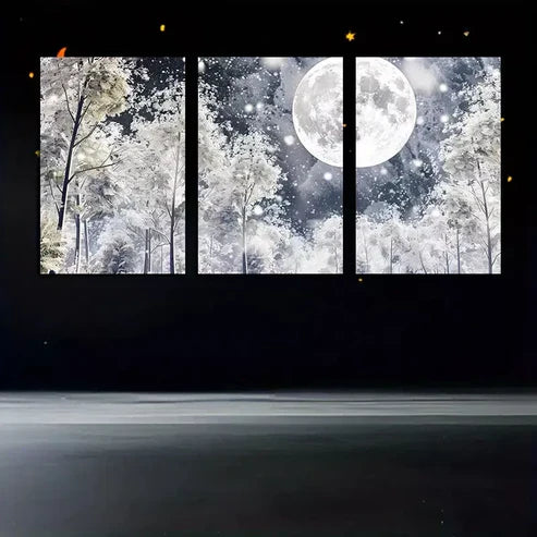 3pcs Winter Forest Scene Canvas Framed 60x90cm - High Quality Print 100% Australian Made Wall Canvas Ready to Hang