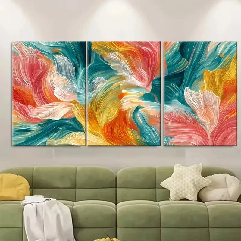 3pcs Colorful Abstract Art Print Wall Art Set Canvas Framed 50x70cm - High Quality Print 100% Australian Made Wall Canvas Ready to Hang