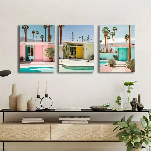 3pcs Mid Century Modern Canvas Framed 60x90cm - High Quality Print 100% Australian Made Wall Canvas Ready to Hang