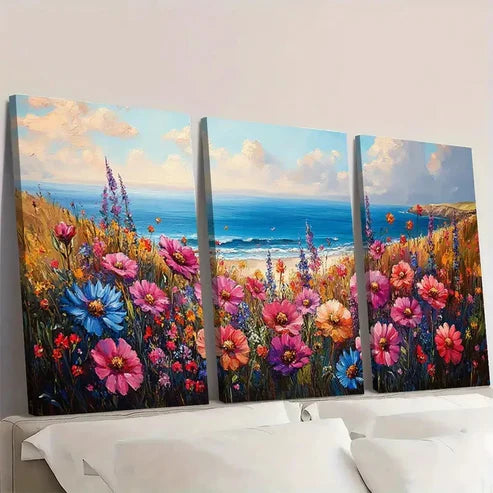 3pcs Coastal Watercolor Print Provincetown RF Wall Art Set Canvas Unframed - High Quality Print 100% Australian Made Wall Canvas