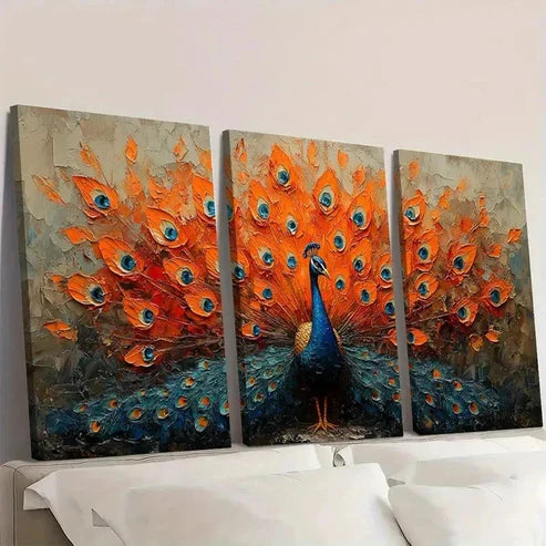 3pcs Abstract Animal Bird Texture Painting P Wall Art Set Canvas Unframed - High Quality Print 100% Australian Made Wall Canvas - Bella Home Decor