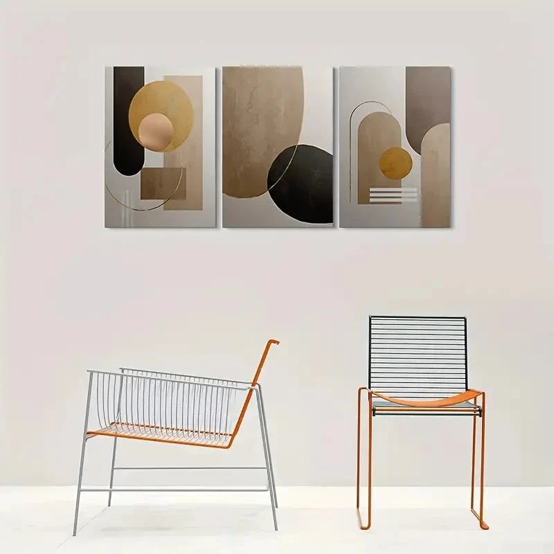 3pcs Minimalist Geometric Modern Abstract Wall Art Set Canvas Framed 60x90cm - High Quality Print 100% Australian Made Wall Canvas Ready to Hang