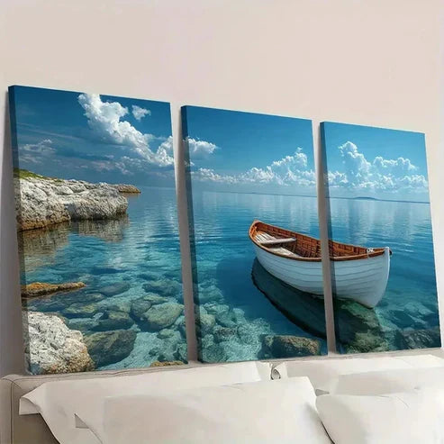 3pcs Rustic Seascape Art Wall Art Set Canvas Unframed - High Quality Print 100% Australian Made Wall Canvas