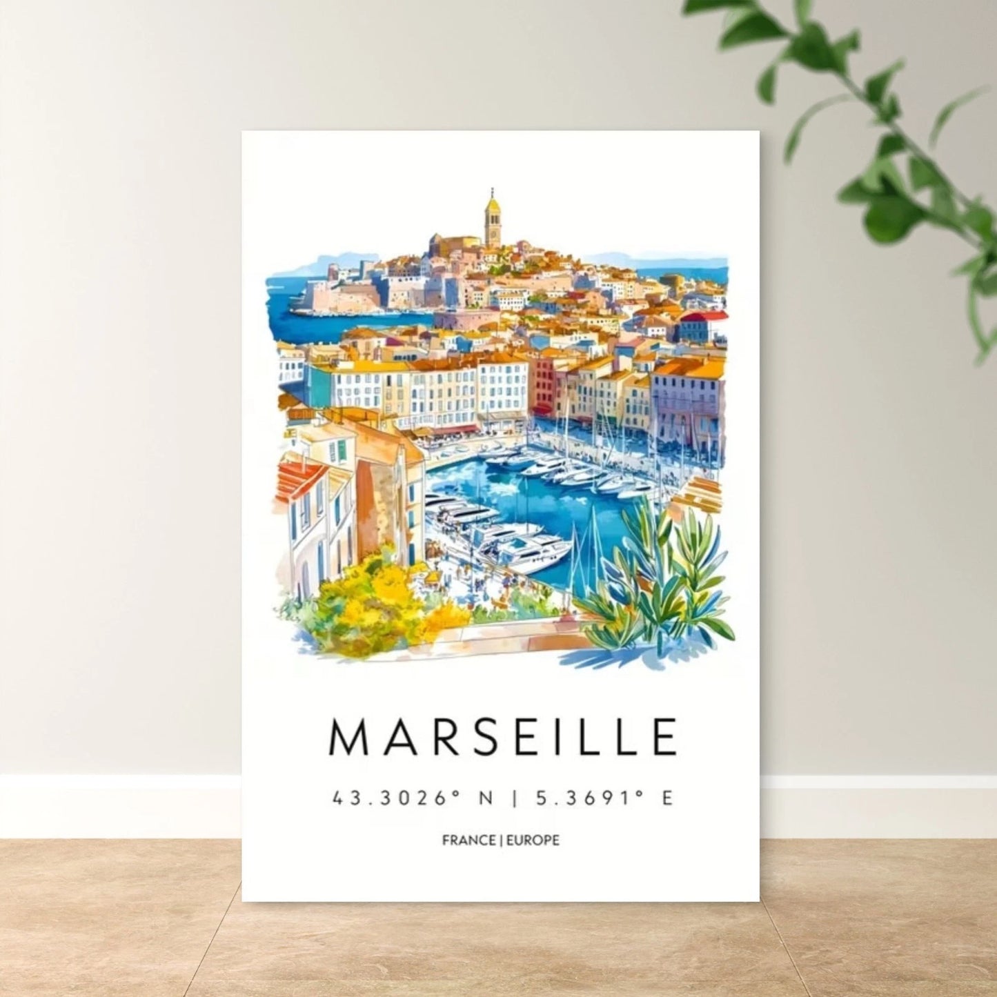 Marseille France Modern European Harbor Travel Poster Print Wall Art