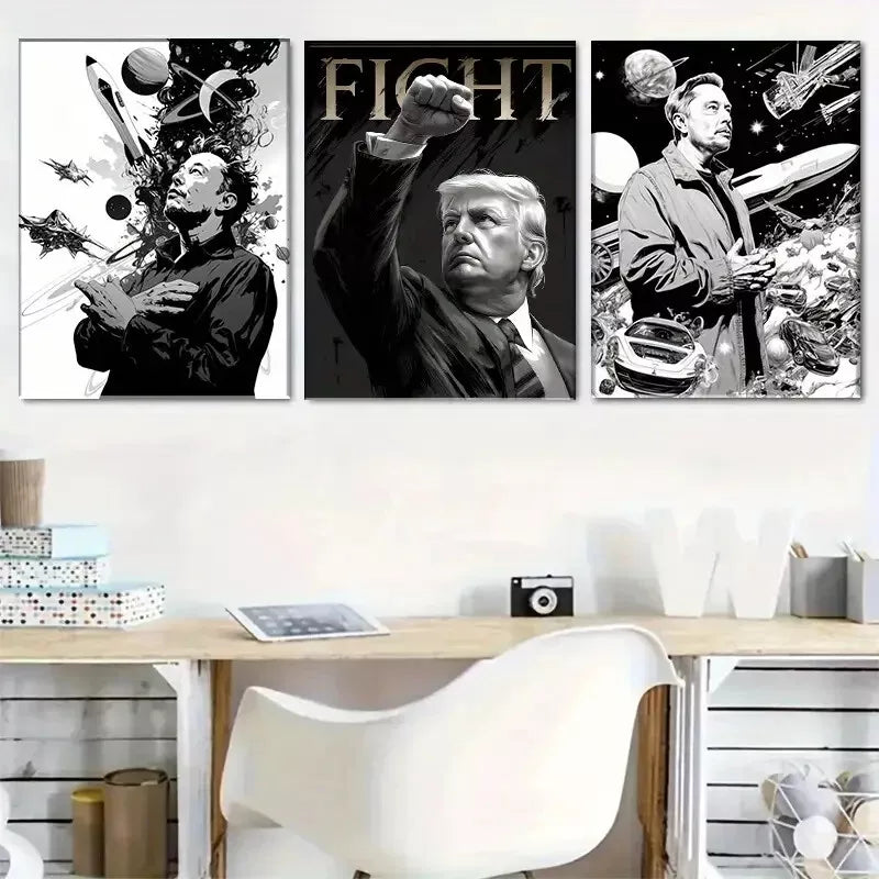 3pcs Trendy Celebrities Black And White Art Set Canvas Framed 50x70cm - High Quality Print 100% Australian Made Wall Canvas Ready to Hang